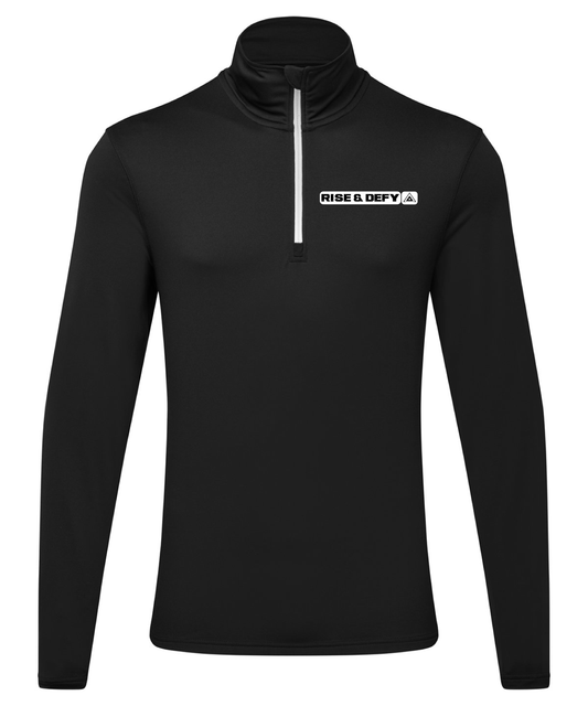 RISE&DEFY Performance ¼ Zip (Small Logo - Black)
